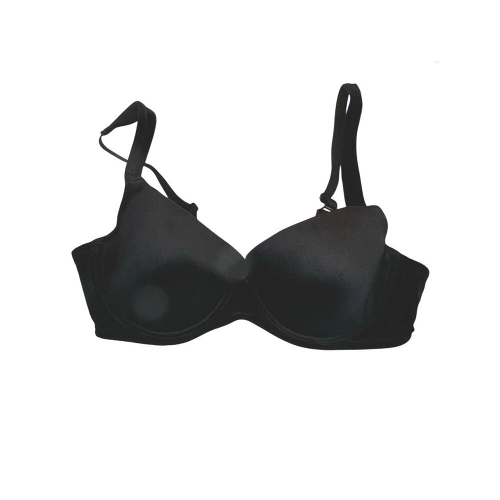 Victoria's Secret Velour Demi Bra 36C Black Y2K Glam Lingerie Chic
